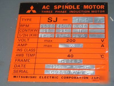 Mitsubishi cnc spindle motor ( sj-18.5 a)