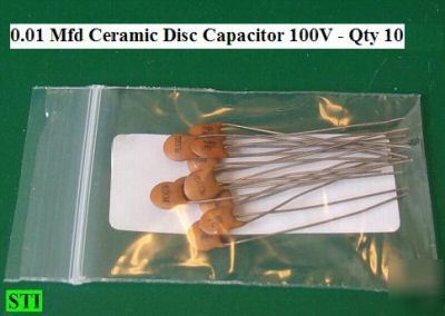 .01MFD 0.01UF 100V ceramic disc capacitors .01UF 10 pcs