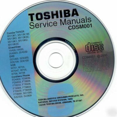 Toshiba tv vcr dvd service manual on cdrom CDSM001