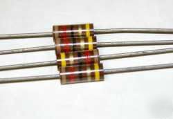 Lot of 100 - xicon 4.7 ohm, 1/4 watt, 5% resistors cc