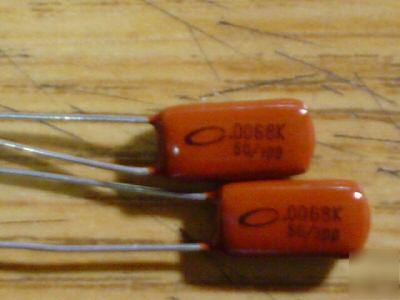 100 nichicon 100V .0068UF radial mylar capacitors
