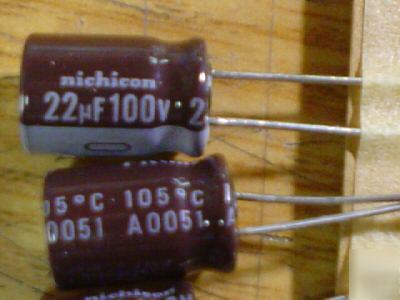 100 nichicon 100V 22UF radial capacitors low esr 105C