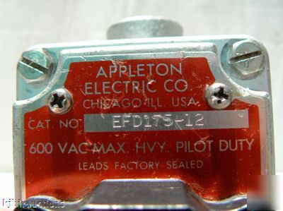 Appleton explosion proof EFD175-12 pilot duty switch