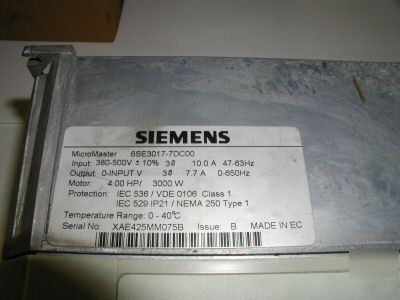 Siemens drive micromaster simovert 6SE3017-7DCOO vector