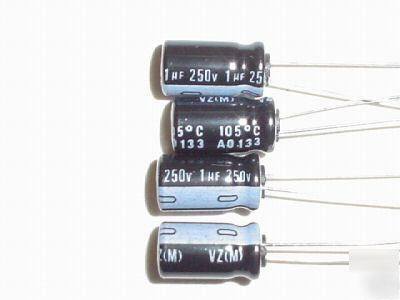 New 100 nichicon 250V 1UF hi temp radial capacitors 