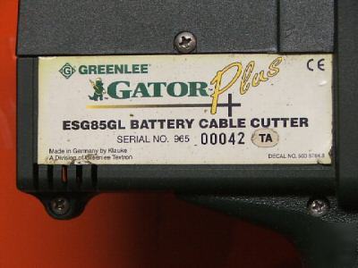 Greenlee 12VOLT hydraulic cable cutter ESG85GL 3.25