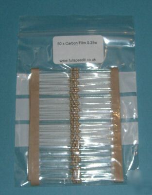 50 x 1.2 ohm 0.25W carbon resistors 1/4W resistor 1R2