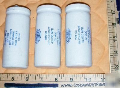 1 sangamo electrolytic capacitor 43,000MFD @ 10VDC, nos