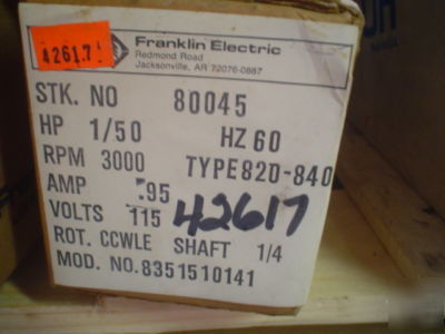 Franklin electric 1/50HP 3000 rpm 115V 1/4