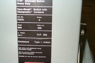 Ite/siemens 800AMP disconnect safety switch used - vgc 