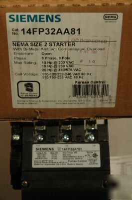 New siemens nema size 2 starter 1FP32AA81- 120/240 v- 