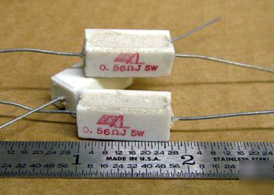 0.56 ohm @ 5 watt wirewound sand resistors (25PCS) 