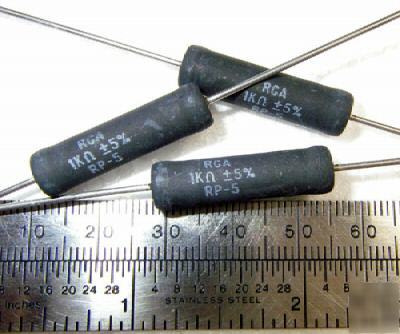 1 kohm 5% @ 5 w rca wirewound resistors (20 pcs)