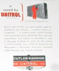 Cutler-hammer motor control-unitrol -19 1940S ads lot