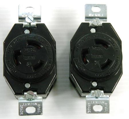 Lot of 2 leviton 20A 250V L6-20 twist lock receptacles