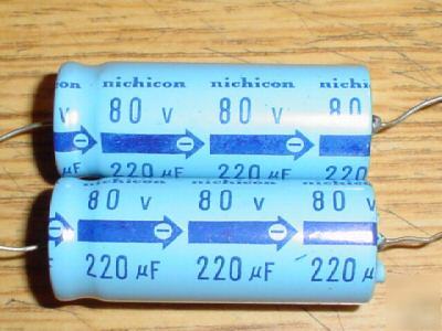 New 25 pcs nichicon 80V 220UF 85C axial capacitor 