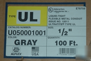 Alflex liquid-tight flexible conduit. 100 ft rolls