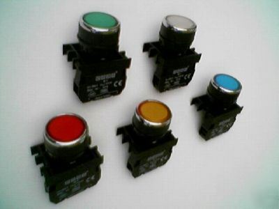 22MM push button switch with 1 n/o or n/c contact block