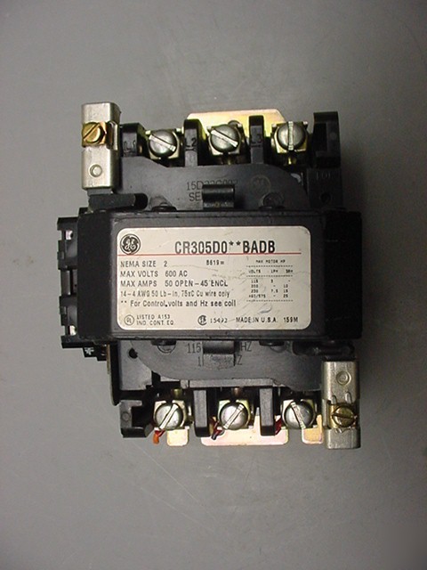 Ge CR305D0 contactor 3POLE 50/45 amp 600VAC 120V coil