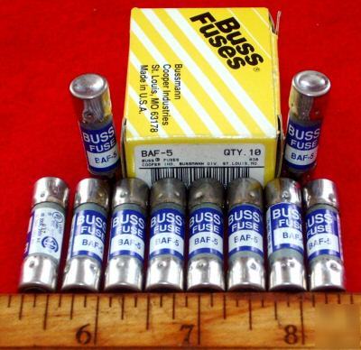 New 10 buss baf-5 fast-acting ferrule fuses 250V 15A