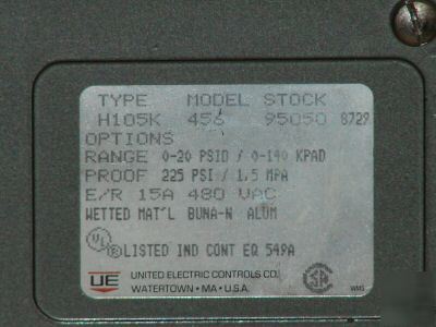 New united electric controls H105K 456 pressure switch 