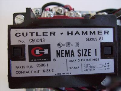 Cutler hammer contactor C50CN3 nema size 1 series A1