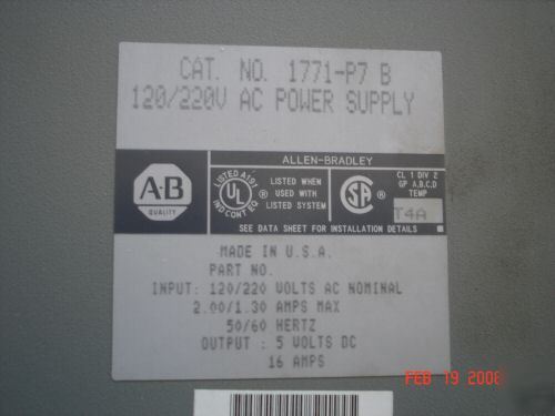 Ab plc-5/40B/e complete system w/ethernet card, tested