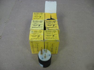 Lot of 9 hubbell 15 amp, 250 volt plugs nema 6-15 nos
