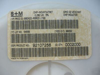 2000PCS p/n B82422A3820J100 ; smt-inductor 1210 0,082UH