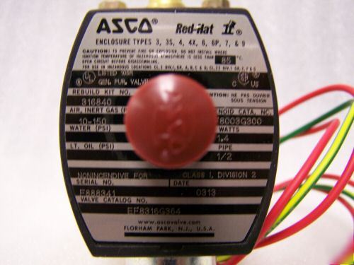 Asco red-hat valve EF8316G364-24VDC 3 way solenoid vlv