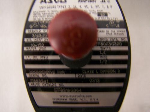 Asco red-hat valve EF8316G364-24VDC 3 way solenoid vlv