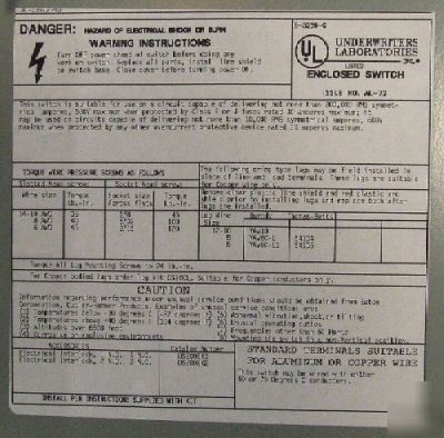 Cutler-hammer DH361UGK safety power switch 3-pole 30A