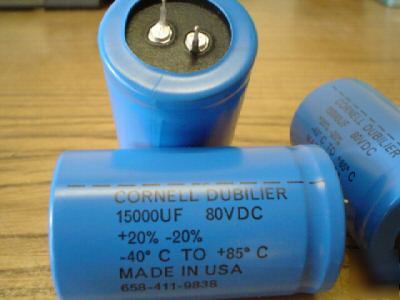 New 25 cornell dubilier 80V 15000UF snap-in capacitors 