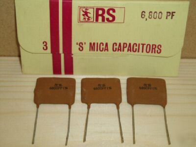 New pack of 3 rs 6,800PF 's' mica vintage capacitors - 