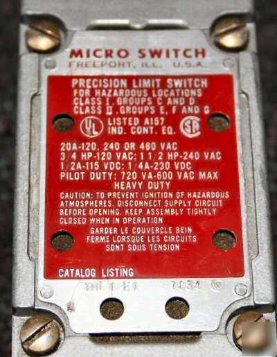 Microswitch heavy duty precision limit switch 1ML1-E1 