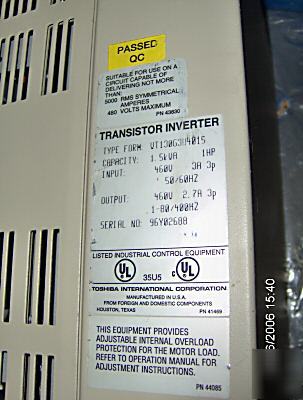 Toshiba inverter drive 1HP 460V G3 tosvert -130