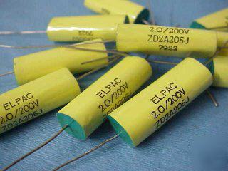 Capacitor, elpac tubular mylar film 2UF 200V lot/10