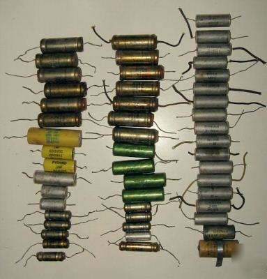 Lot of 51 nos capacitors: gudeman, pyramid, sangamo