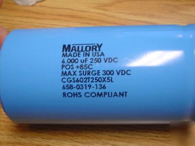 New 250V 6000UF mallory computer grade bus capacitor 