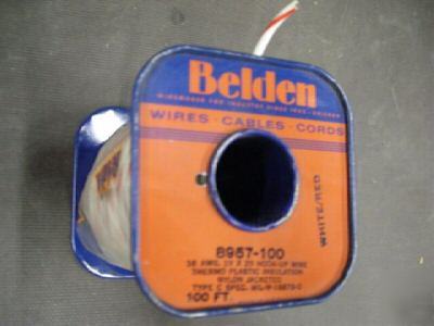 New belden 100' 16 awg 8957 hookup wire white/red