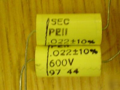 25PC 600V .022UF sec axial mylar hi volt capacitor film