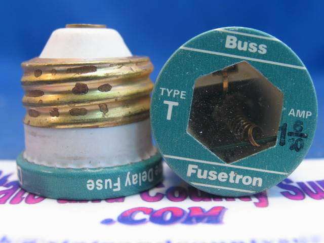 T 1-6/10 amp screw in ceramic plug fuse type t 125VAC