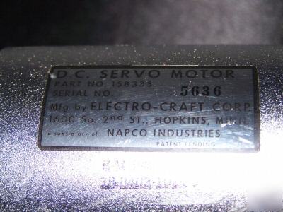 Lot of 5 d.c. servo motor electro-craft corp s/n 6391