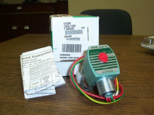 Asco red-hat solenoid valve 8262G86 120V 1/4 nptm