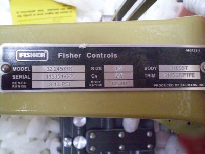 Fisher valve 2400S w/ actuator positioner regulator 
