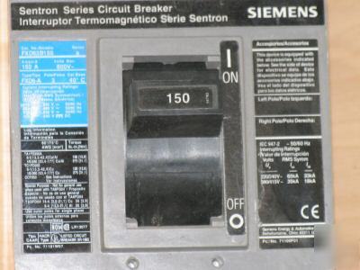 Siemens centron series circuit breaker 150AMP