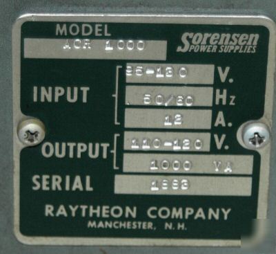 Sorenson rack mount ac regulator acr-1000 