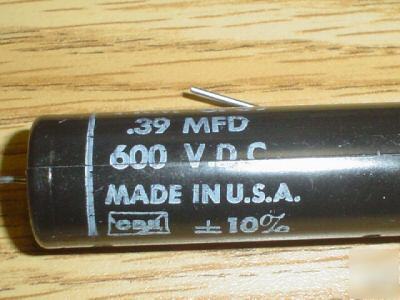 5 cde 600V 0.39UF hi volt axial capacitors black cat