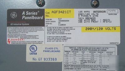 Ge AQF3421CT panelboard 125A 3-phase 208Y/120V nos