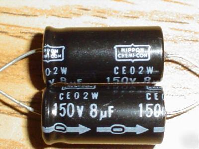 New 100 united chemicon 150V 8UF axial lead capacitors 
